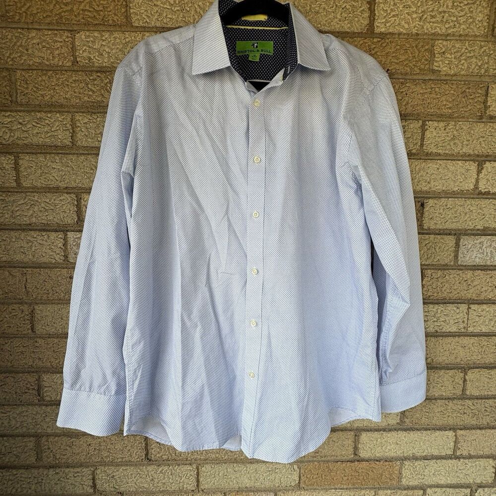 Bristol & Bull Men’s Geometric Dress Shirt Blue/White M